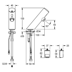 Bild von KWC F3EV1006 Elektronik-Standventil mit Rückflussverhinderer:nein, Berechnungsdurchfluss Trinkwasser:0.1 l/s, A3000 open-kompatibel:nein, Art.Nr. : 2030039462