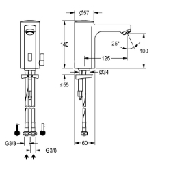 Bild von KWC F5E-Mix F5EM1007 Elektronik-Standbatterie mit Rückflussverhinderer:ja, Berechnungsdurchfluss Trinkwasser:0.07 l/s, Berechnungsdurchfluss Warmwasser:0.07 l/s, Art.Nr. : 2030039427