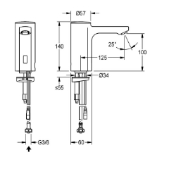 Bild von KWC F5E F5EV1004 Elektronik-Standventil mit Rückflussverhinderer:nein, Berechnungsdurchfluss Trinkwasser:0.1 l/s, A3000 open-kompatibel:ja, Art.Nr. : 2030036158