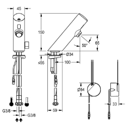 Bild von KWC F3EM1003 Elektronik-Standbatterie mit Rückflussverhinderer:ja, Berechnungsdurchfluss Trinkwasser:0.07 l/s, Berechnungsdurchfluss Warmwasser:0.07 l/s, Art.Nr. : 2030033545