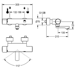 Bild von KWC F5E-Therm F5ET1002 Elektronik-Thermostatbatterie mit Rückflussverhinderer:ja, Berechnungsdurchfluss Trinkwasser:0.07 l/s, Berechnungsdurchfluss Warmwasser:0.07 l/s, Art.Nr. : 2030032981