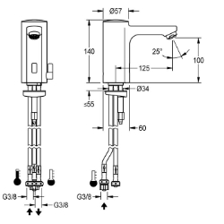 Bild von KWC F5E-Mix F5EM1005 Elektronik-Standbatterie mit Rückflussverhinderer:ja, Berechnungsdurchfluss Trinkwasser:0.08 l/s, A3000 open-kompatibel:nein, Art.Nr. : 2030031350