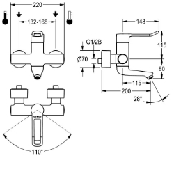 Bild von KWC F4LT-Med F4LT1005 Thermostat-Wandbatterie Drucklos:nein, Funktionsprinzip:manuell, Nennweite:DN 15, Art.Nr. : 2030066753