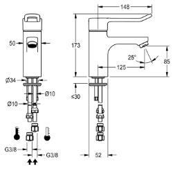 Bild von KWC F5L-Therm F5LT1011 Thermostat-Standbatterie mit Rückflussverhinderer:nein, Berechnungsdurchfluss Trinkwasser:0.07 l/s, Berechnungsdurchfluss Warmwasser:0.07 l/s, Art.Nr. : 2030066489