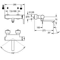 Bild von KWC F5L-Therm F5LT1006 Thermostat-Wandbatterie mit Rückflussverhinderer:ja, Drucklos:nein, mit Filter:ja, Art.Nr. : 2030066486