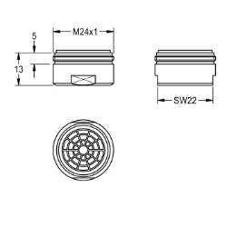 Bild von KWC ACXX1005 Luftsprudler 1,8 l/min Gesamttiefe:26 mm, Gesamthöhe:13 mm, Gesamtbreite:26 mm, Art.Nr. : 2030041442