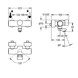 Bild von KWC F5S-Mix F5SM1008 Selbstschluss-Wandbatterie mit Rückflussverhinderer:ja, Berechnungsdurchfluss Trinkwasser:0.07 l/s, Berechnungsdurchfluss Warmwasser:0.07 l/s, Art.Nr. : 2030040314