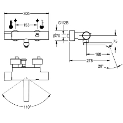 Bild von KWC F5E-Therm F5ET1021 Elektronik-Thermostatbatterie mit Rückflussverhinderer:ja, Berechnungsdurchfluss Trinkwasser:0.07 l/s, Berechnungsdurchfluss Warmwasser:0.07 l/s, Art.Nr. : 2030039539