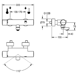 Bild von KWC F5E-Therm F5ET1016 Elektronik-Thermostatbatterie mit Rückflussverhinderer:ja, Berechnungsdurchfluss Trinkwasser:0.07 l/s, Berechnungsdurchfluss Warmwasser:0.07 l/s, Art.Nr. : 2030039527