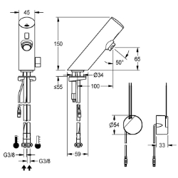 Bild von KWC F3EM1008 Elektronik-Standbatterie mit Rückflussverhinderer:ja, Berechnungsdurchfluss Trinkwasser:0.07 l/s, Berechnungsdurchfluss Warmwasser:0.07 l/s, Art.Nr. : 2030039472