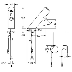 Bild von KWC F3EV1008 Elektronik-Standventil mit Rückflussverhinderer:nein, Berechnungsdurchfluss Trinkwasser:0.1 l/s, A3000 open-kompatibel:nein, Art.Nr. : 2030039464