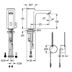 Bild von KWC F5E-Mix F5EM1009 Elektronik-Standbatterie mit Rückflussverhinderer:ja, Berechnungsdurchfluss Trinkwasser:0.07 l/s, Berechnungsdurchfluss Warmwasser:0.07 l/s, Art.Nr. : 2030039432