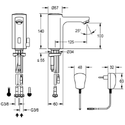 Bild von KWC F5E-Mix F5EM1008 Elektronik-Standbatterie mit Rückflussverhinderer:ja, Berechnungsdurchfluss Trinkwasser:0.07 l/s, Berechnungsdurchfluss Warmwasser:0.07 l/s, Art.Nr. : 2030039431