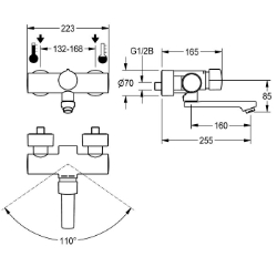 Bild von KWC F5S-Mix F5SM1005 Selbstschluss-Wandbatterie mit Rückflussverhinderer:ja, Berechnungsdurchfluss Trinkwasser:0.07 l/s, Berechnungsdurchfluss Warmwasser:0.07 l/s, Art.Nr. : 2030032993