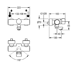 Bild von KWC F5S-Mix F5SM1003 Selbstschluss-Wandbatterie mit Rückflussverhinderer:ja, Berechnungsdurchfluss Trinkwasser:0.07 l/s, Berechnungsdurchfluss Warmwasser:0.07 l/s, Art.Nr. : 2030032991