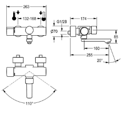 Bild von KWC F5S-Therm F5ST1003 Selbstschluss-Thermostatarmatur mit Rückflussverhinderer:ja, Berechnungsdurchfluss Trinkwasser:0.07 l/s, Berechnungsdurchfluss Warmwasser:0.07 l/s, Art.Nr. : 2030032967