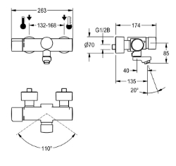 Bild von KWC F5S-Therm F5ST1001 Selbstschluss-Thermostatarmatur mit Rückflussverhinderer:ja, Berechnungsdurchfluss Trinkwasser:0.07 l/s, Berechnungsdurchfluss Warmwasser:0.07 l/s, Art.Nr. : 2030032959