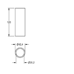 Bild von KWC ZAQFU0002 Distanzhülse Gesamttiefe:43 mm, Gesamthöhe:120 mm, Gesamtbreite:43 mm, Art.Nr. : 2030021234