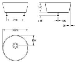 Bild von KWC RONDAtop ANMT2001 Aufsatzwaschtisch Typ des Beckens:Waschbecken, Becken: Höhe:100 mm, Becken: Tiefe:355 mm, Art.Nr. : 2030054380