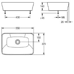 Bild von KWC QUADROtop ANMT4001 Aufsatzwaschtisch Typ des Beckens:Waschbecken, Beckenposition:mittig, Becken: Höhe:100 mm, Art.Nr. : 2030054382