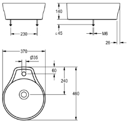 Bild von KWC RONDAtop ANMT2002 Aufsatzwaschtisch Typ des Beckens:Waschbecken, Becken: Höhe:100 mm, Becken: Tiefe:355 mm, Art.Nr. : 2030054381