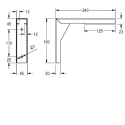 Bild von KWC PLANOX PL18SU Konsole Gesamttiefe:240 mm, Gesamthöhe:180 mm, Gesamtbreite:45 mm, Art.Nr. : 2030043812