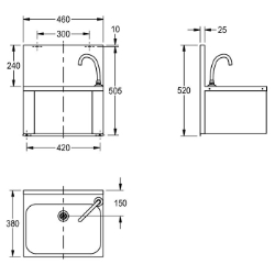 Bild von KWC ANIMA ANMX206 Waschtisch Becken: Höhe:265 mm, Oberflächenbehandlung des Beckens:seidenmatt, Becken: Tiefe:410 mm, Art.Nr. : 2000101025