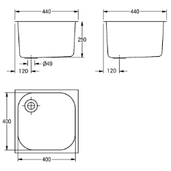 Bild von KWC SIRIUS C20132N Einlegebecken Becken: Höhe:250 mm, Oberflächenbehandlung des Beckens:seidenmatt, Becken: Tiefe:400 mm, Art.Nr. : 2000100322