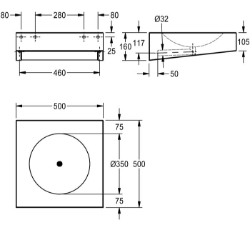 Bild von KWC ANIMA ANMX500 Waschtisch Typ des Beckens:Waschbecken, Beckenposition:mittig, Becken: Höhe:81 mm, Art.Nr. : 2000056724