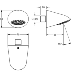 Bild von KWC AQUAJET-Slimline AQUA751 Duschkopf Nennweite:DN 15, Mindestfließdruck:1 bar, Schallschutz:nein, Art.Nr. : 2000065932