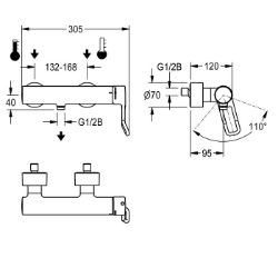 Bild von KWC F4LT-Med F4LT2003 Thermostat-Wandbatterie Zusätzliche Verbindungen:nein, Zirkulation:nein, A3000 open-kompatibel:nein, Art.Nr. : 2030066757