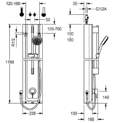 Bild von KWC F5L-Therm F5LT2025 Duschpaneel MIRANIT Zusätzliche Verbindungen:nein, mit Rückflussverhinderer:ja, Zirkulation:nein, Art.Nr. : 2030066544