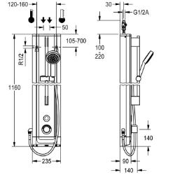 Bild von KWC F5E Therm F5ET2021 Duschpaneel Edelstahl Zusätzliche Verbindungen:nein, mit Rückflussverhinderer:ja, Zirkulation:nein, Art.Nr. : 2030056562