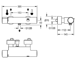 Bild von KWC F5ET2010 Elektronik-Thermostatbatterie Zusätzliche Verbindungen:nein, mit Rückflussverhinderer:ja, Berechnungsdurchfluss Trinkwasser:0.15 l/s, Art.Nr. : 2030039551