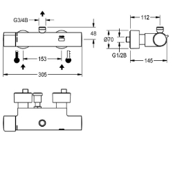 Bild von KWC F5ET2009 Elektronik-Thermostatbatterie Zusätzliche Verbindungen:nein, mit Rückflussverhinderer:ja, Berechnungsdurchfluss Trinkwasser:0.15 l/s, Art.Nr. : 2030039550