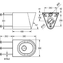 Bild von KWC HEAVY-DUTY HDTX592 WC Anschlussgröße:DN 55, Material:Edelstahl, Materialtyp:1.4301 Chromnickelstahl V2A, Art.Nr. : 2000100447