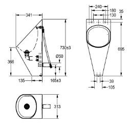 Bild von KWC CAMPUS CMPX538 Urinal Anschlussgröße:G 1/2 B, LEED MR credit 4 (1-2 points):31% pre-consumer / 56% post, Material:Edelstahl, Art.Nr. : 2000071872