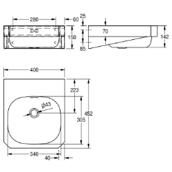 Bild von KWC ANIMA WT400C Waschtisch Typ des Beckens:Waschbecken, Beckenposition:mittig, Becken: Höhe:142 mm, Art.Nr. : 203.0499.147