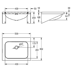 Bild von KWC ANIMA WT500A Waschtisch Beckenposition:mittig, Becken: Höhe:141 mm, Oberflächenbehandlung des Beckens:seidenmatt, Art.Nr. : 203.0000.154