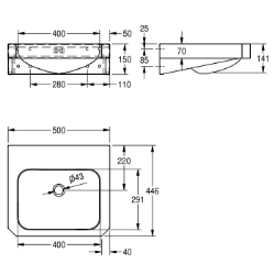 Bild von KWC ANIMA WT500C-M Waschtisch Typ des Beckens:Waschbecken, Beckenposition:mittig, Becken: Höhe:141 mm, Art.Nr. : 2000103094