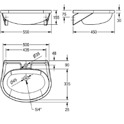 Bild von KWC ANIMA BS205-M Waschtisch Typ des Beckens:Waschbecken, Beckenposition:mittig, Becken: Höhe:155 mm, Art.Nr. : 2000103080