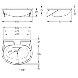 Bild von KWC ANIMA BS205 Waschtisch Beckenposition:mittig, Becken: Höhe:155 mm, Oberflächenbehandlung des Beckens:seidenmatt, Art.Nr. : 2000090017