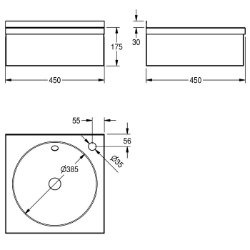 Bild von KWC ANIMA WT450 Waschtisch Spritzschutzhöhe:30 mm, Typ des Beckens:Waschbecken, Beckenposition:mittig, Art.Nr. : 2000100365