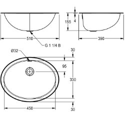 Bild von KWC RONDO RNDX450-O Einlege-und Unterbaubecken Beckenposition:mittig, Becken: Höhe:155 mm, Oberflächenbehandlung des Beckens:seidenmatt, Art.Nr. : 2000056606