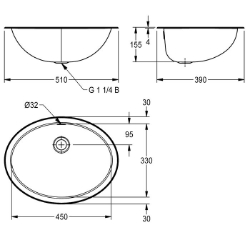 Bild von KWC RONDO RNDH450-O Einlege-u. Unterbaubecken oval Beckenposition:mittig, Becken: Höhe:155 mm, Oberflächenbehandlung des Beckens:hochglanzpoliert, Art.Nr. : 2000056539