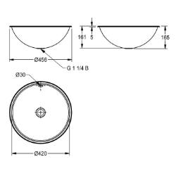 Bild von KWC RONDO RNDX420 Einlege- und Unterbau-Rundbecken Beckenposition:mittig, Becken: Höhe:160 mm, Oberflächenbehandlung des Beckens:seidenmatt, Art.Nr. : 2000056537