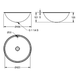 Bild von KWC RONDO RNDH420 Einlege- und Unterbau-Rundbecken Beckenposition:mittig, Becken: Höhe:160 mm, Oberflächenbehandlung des Beckens:hochglanzpoliert, Art.Nr. : 2000056536