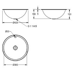 Bild von KWC RONDO RNDX381 Einlege- und Unterbau-Rundbecken Beckenposition:mittig, Becken: Höhe:159 mm, Oberflächenbehandlung des Beckens:seidenmatt, Art.Nr. : 2000056436