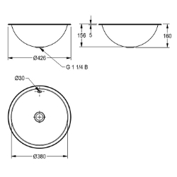 Bild von KWC RONDO RNDH381 Einlege- und Unterbau-Rundbecken Beckenposition:mittig, Becken: Höhe:159 mm, Oberflächenbehandlung des Beckens:hochglanzpoliert, Art.Nr. : 2000056432