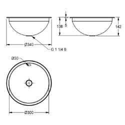 Bild von KWC RONDO RNDH300 Einlege- und Unterbau-Rundbecken Beckenposition:mittig, Becken: Höhe:160 mm, Oberflächenbehandlung des Beckens:hochglanzpoliert, Art.Nr. : 2000056337